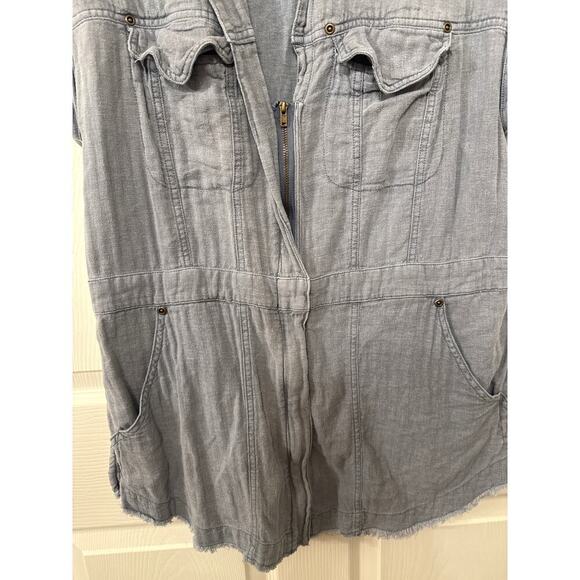 We the Free Just Say When Denim Blue Linen Blend Tunic Top, XS - Picture 7 of 8